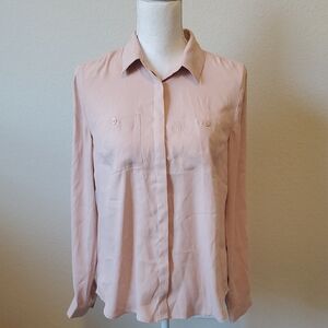 LOFT Soft Blush Pink Button-Down Collared Shirt